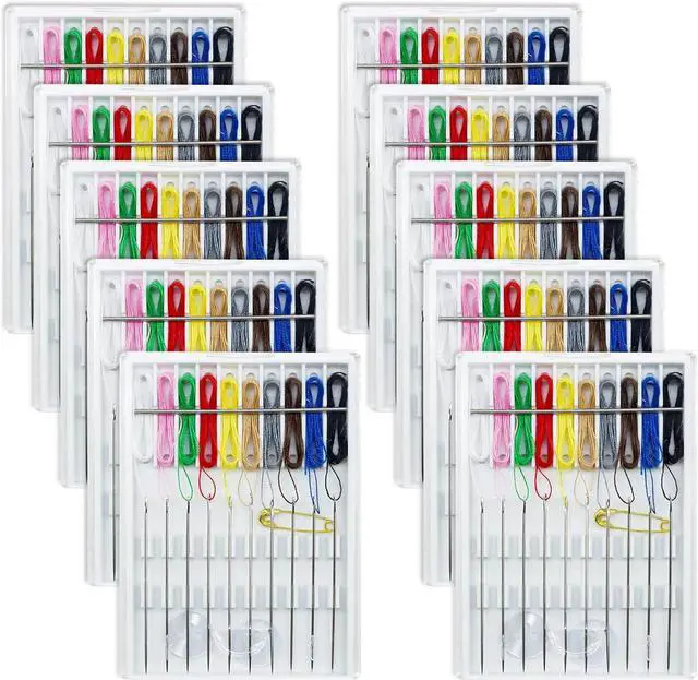 Main image of Yasdyri 10 Boxes Quick Fix Sewing Kit with Needles and Thread Box | Mini Threaded Needle Kit Each Box with 10 Pieces