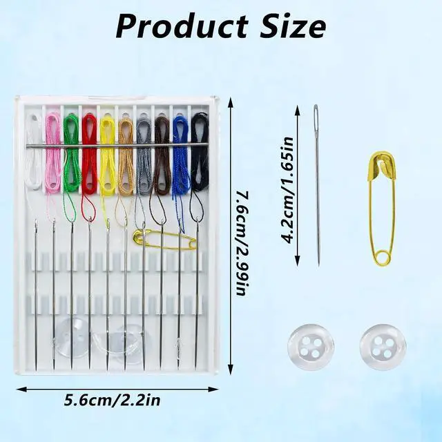 Alt view image 2 of 7 - Yasdyri 10 Boxes Quick Fix Sewing Kit with Needles and Thread Box | Mini Threaded Needle Kit Each Box with 10 Pieces