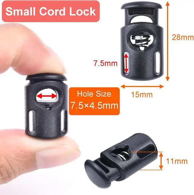 Alt view image 2 of 7 - CooBigo 10 PCS Plastic Spring Cord Locks for Drawstring, Paracord Toggle Stopper Clasp Elastic Shoeslace Lock Sweatpants Hoodie String Clips Bungee Swim Goggles Gloves String Lock Replacement