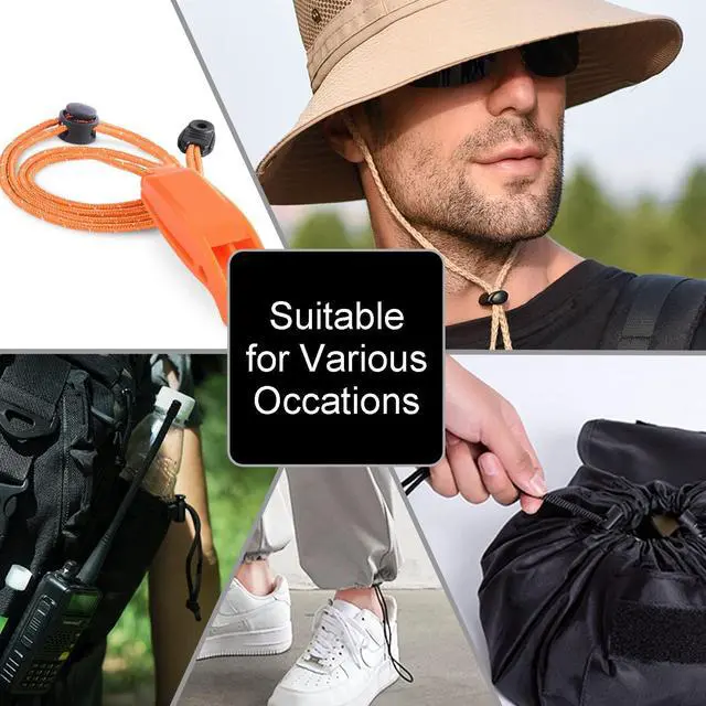 Alt view image 6 of 7 - CooBigo 10 PCS Plastic Spring Cord Locks for Drawstring, Paracord Toggle Stopper Clasp Elastic Shoeslace Lock Sweatpants Hoodie String Clips Bungee Swim Goggles Gloves String Lock Replacement