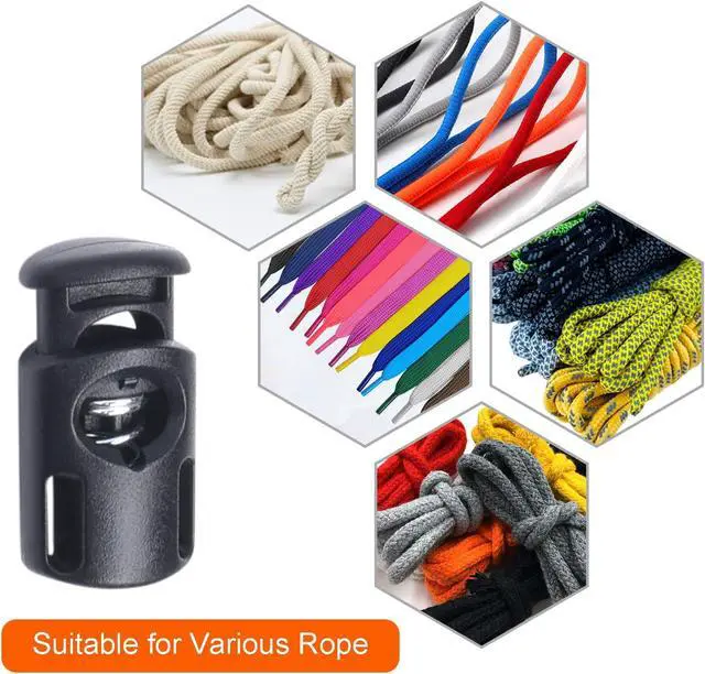 Alt view image 7 of 7 - CooBigo 10 PCS Plastic Spring Cord Locks for Drawstring, Paracord Toggle Stopper Clasp Elastic Shoeslace Lock Sweatpants Hoodie String Clips Bungee Swim Goggles Gloves String Lock Replacement