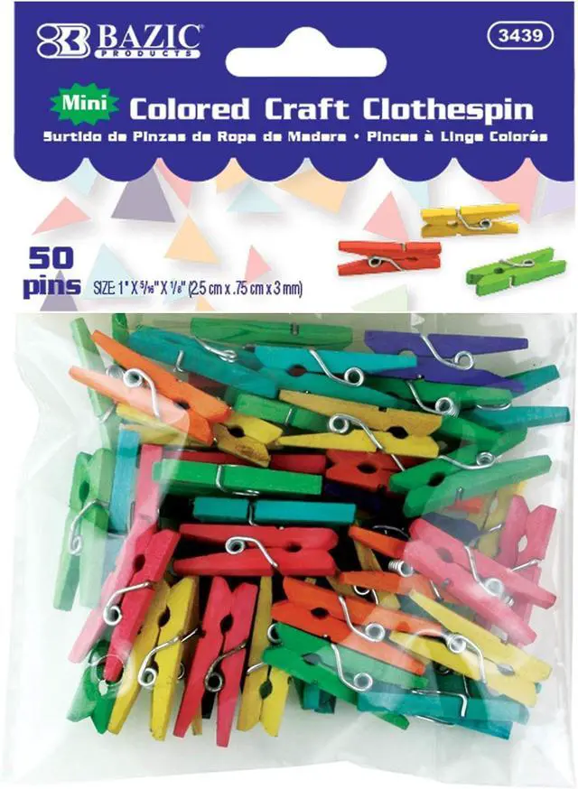 Main image of BAZIC Mini Colored Clothes Pin (50/Pack)