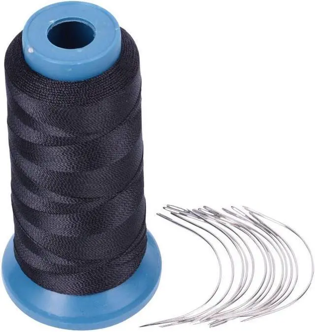 Alt view image 6 of 6 - Hair Weaving Thread with C/J/I/T Needles 1200 Yards 250 D Strength Polyester Thread Sewing Thread for Making Wigs Hair Extension Kit (Black)
