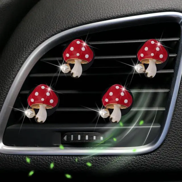 Alt view image 2 of 7 - 4Pcs Red Mushroom Car Accessories Mushroom Car Air Freshener Vent Clips,4 Sizes Cute Clips,Girly Women Accessories,Refillable Diffuser Air Fresheners Accessories