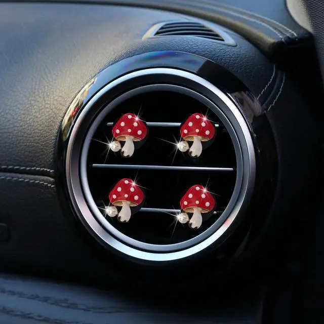 Alt view image 4 of 7 - 4Pcs Red Mushroom Car Accessories Mushroom Car Air Freshener Vent Clips,4 Sizes Cute Clips,Girly Women Accessories,Refillable Diffuser Air Fresheners Accessories