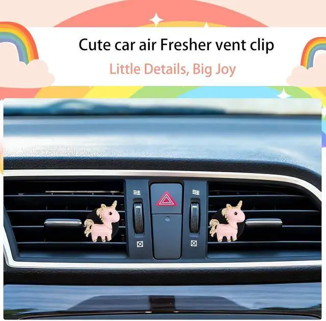 Alt view image 3 of 7 - ORIESSE Unicorn Car Air Freshener Vent Clips,Kawaii Pink Car Accessories | 2pcs Unicorn Car Vent Clips,Girly Car Decor for Women Teens,Refillable Diffuser,With Vanilla Scent Tablet & Blank Felt Pads