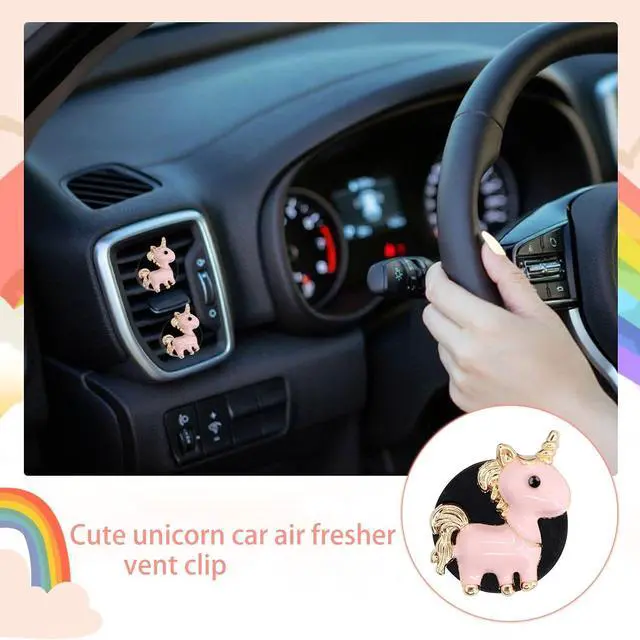 Alt view image 2 of 7 - ORIESSE Unicorn Car Air Freshener Vent Clips,Kawaii Pink Car Accessories | 2pcs Unicorn Car Vent Clips,Girly Car Decor for Women Teens,Refillable Diffuser,With Vanilla Scent Tablet & Blank Felt Pads