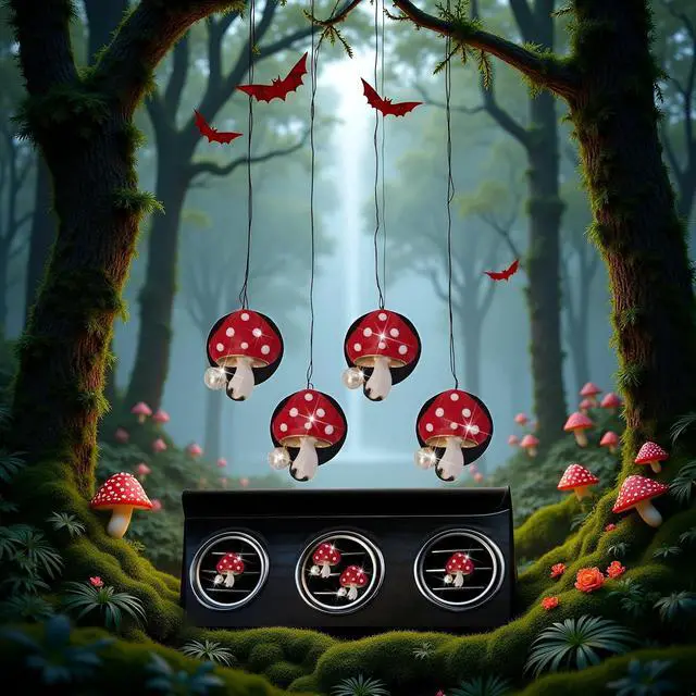 Alt view image 5 of 7 - 4Pcs Red Mushroom Car Accessories Mushroom Car Air Freshener Vent Clips,4 Sizes Cute Clips,Girly Women Accessories,Refillable Diffuser Air Fresheners Accessories