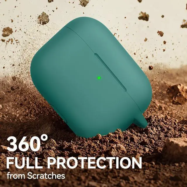 Alt view image 5 of 7 - for AirPods Pro 3 Case (2025),Soft Silicone Protective Cover Compatible with Apple AirPods Pro 3rd Generation Case with Cleaning Kit for Women Men,Air pods Pro Cases with Keychain,Pine Green