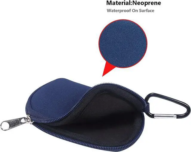 Alt view image 2 of 6 - Neoprene Sleeve Earphone Carry Bag Earbud Case Earphone Carrying Case Storage Bag Headphone Mini Pouch for Wireless Earbuds Airpods Bluetooth Headset Case with Carabiner