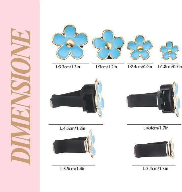 Alt view image 4 of 6 - ORIESSE Flower Car Decor,Light Blue Daisy Car Vent Clips,Reusable Diffuser | Flower Car Air Freshener Vent Clips.Girly Car Accessories for Women,Cute 4 Sizes Light Blue Daisy Flower Air Vent Clips