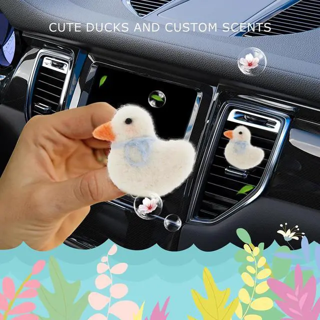 Alt view image 3 of 7 - ORIESSE Duck Car Accessories,Wool Felt Car Air Freshener Vent Clips | 1pc Handmade Refillable Essential Oil Aroma Diffuser,White Duck Decor for Women Teens