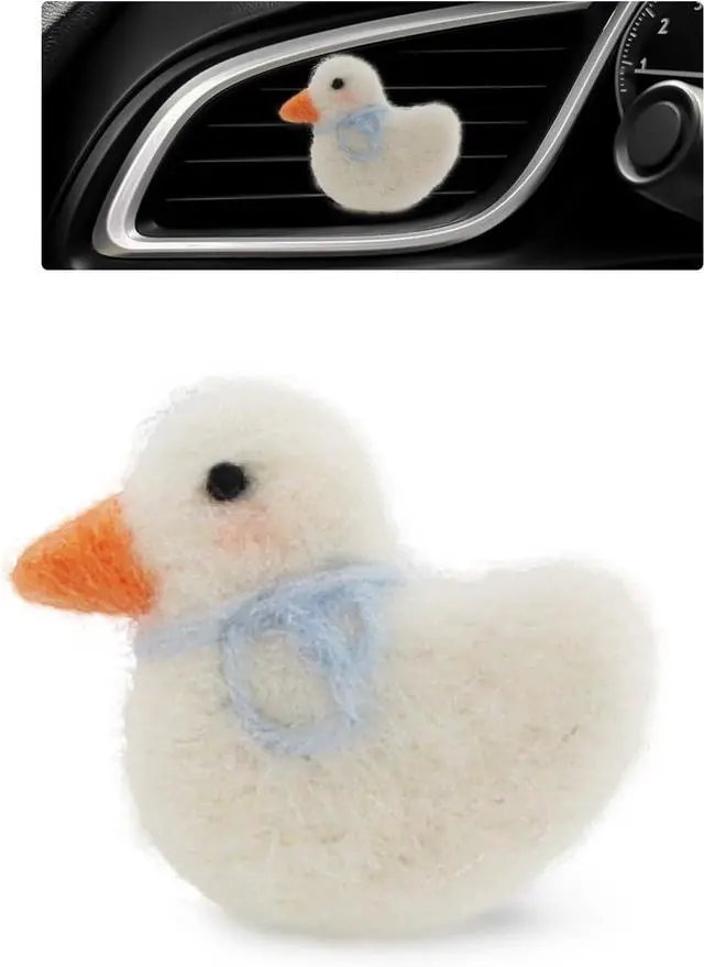 Main image of ORIESSE Duck Car Accessories,Wool Felt Car Air Freshener Vent Clips | 1pc Handmade Refillable Essential Oil Aroma Diffuser,White Duck Decor for Women Teens