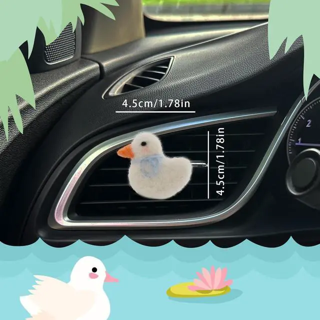 Alt view image 2 of 7 - ORIESSE Duck Car Accessories,Wool Felt Car Air Freshener Vent Clips | 1pc Handmade Refillable Essential Oil Aroma Diffuser,White Duck Decor for Women Teens