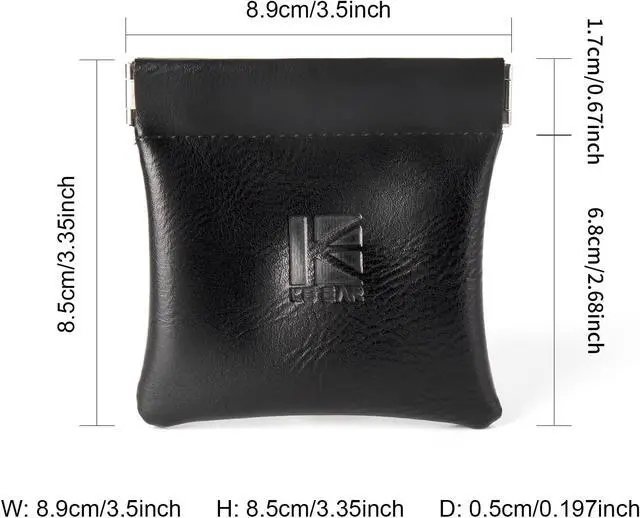 Alt view image 2 of 7 - 2 Pack Kbear Leather Squeeze Coin Purse Pouch Change Holder for Men & Women, IEM Earphone Storage Case Bag for IEM,in Ears,Portable Carrying Storage Case,Travel Bag Leather Jewelry Pouch(2 Pack)