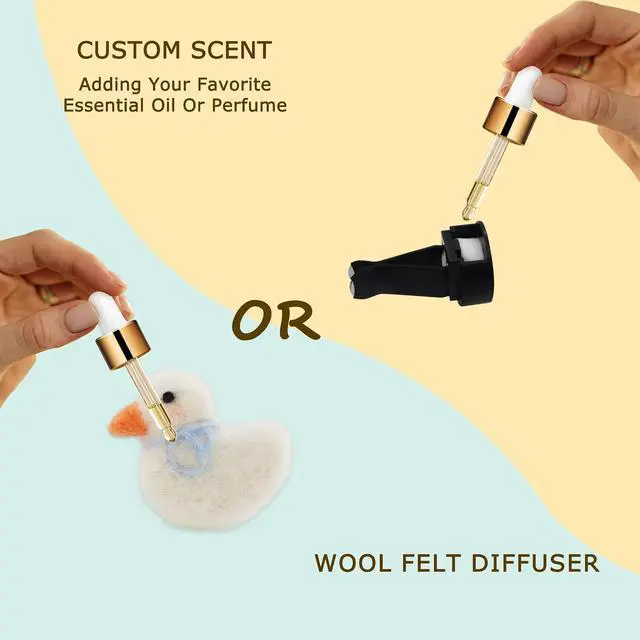 Alt view image 5 of 7 - ORIESSE Duck Car Accessories,Wool Felt Car Air Freshener Vent Clips | 1pc Handmade Refillable Essential Oil Aroma Diffuser,White Duck Decor for Women Teens