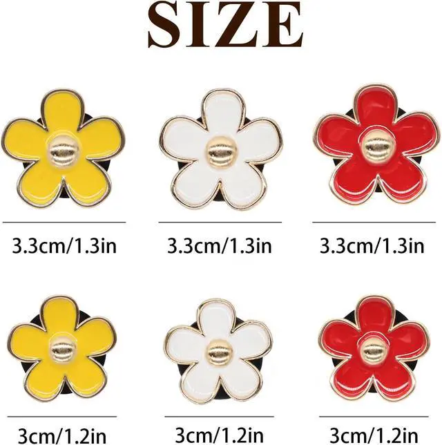 Alt view image 3 of 6 - ORIESSE 6pcs Flower Car Air Freshener Vent Clips,Daisy Car Decor | Red Yellow White Daisy Car Dashboard Accessories,3.3/3cm Flower Air Vent Clip for Women,Refillable Diffuser With Felt Pads