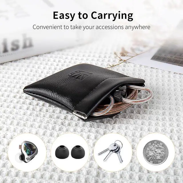 Alt view image 5 of 7 - 2 Pack Kbear Leather Squeeze Coin Purse Pouch Change Holder for Men & Women, IEM Earphone Storage Case Bag for IEM,in Ears,Portable Carrying Storage Case,Travel Bag Leather Jewelry Pouch(2 Pack)