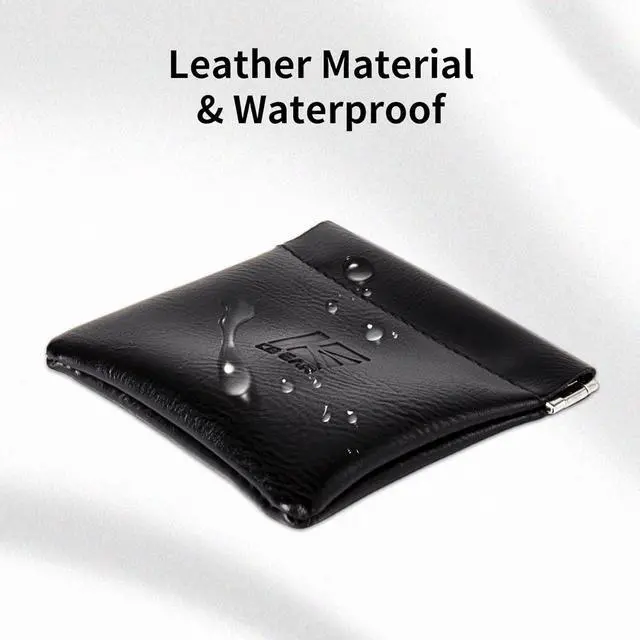 Alt view image 6 of 7 - 2 Pack Kbear Leather Squeeze Coin Purse Pouch Change Holder for Men & Women, IEM Earphone Storage Case Bag for IEM,in Ears,Portable Carrying Storage Case,Travel Bag Leather Jewelry Pouch(2 Pack)