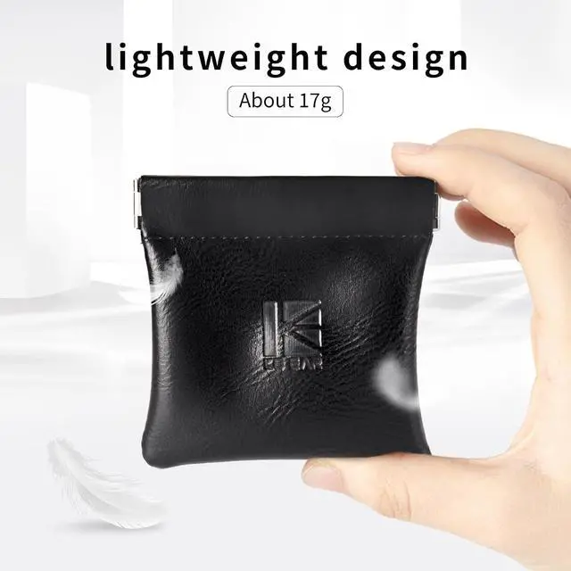 Alt view image 7 of 7 - 2 Pack Kbear Leather Squeeze Coin Purse Pouch Change Holder for Men & Women, IEM Earphone Storage Case Bag for IEM,in Ears,Portable Carrying Storage Case,Travel Bag Leather Jewelry Pouch(2 Pack)
