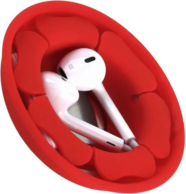Main image of MAIRUI Wired Earbud Case Earphone Headphone Cord Organizer Earbuds Wrap Soft Silicone Magnetic Holder Storage Tangle Free Cable Winder(Red)