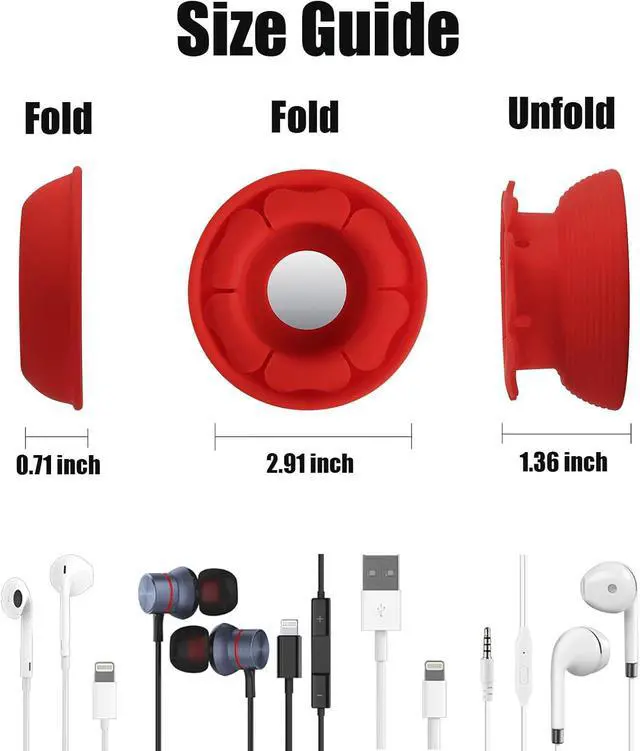 Alt view image 3 of 6 - MAIRUI Wired Earbud Case Earphone Headphone Cord Organizer Earbuds Wrap Soft Silicone Magnetic Holder Storage Tangle Free Cable Winder(Red)