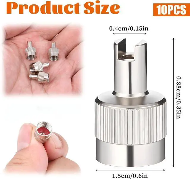 Alt view image 2 of 7 - 10pcs Metal Tire Valve Stem Caps Slotted Slot Valves Caps with Valve Core Remover Tire Valves Air Dust Cover with O Rubber Ring Universal Tires Stem Covers for Cars SUV Trucks Bikes Motorcycles