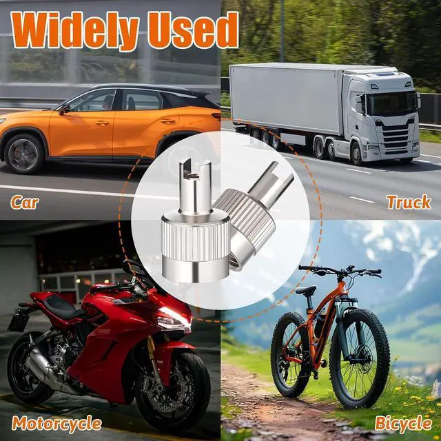 Alt view image 6 of 7 - 10pcs Metal Tire Valve Stem Caps Slotted Slot Valves Caps with Valve Core Remover Tire Valves Air Dust Cover with O Rubber Ring Universal Tires Stem Covers for Cars SUV Trucks Bikes Motorcycles