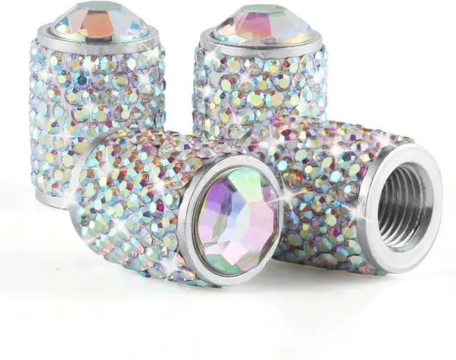 Main image of Alpmosn Car Wheel Tire Valve Caps, 4 PCS Bling Tire Valve Caps, Crystal Tire Caps Shinny Rhinestone for Women, Universal Car Dustproof Tire Valve Caps for Cars, Trucks, SUV and Motorcycles (AB)