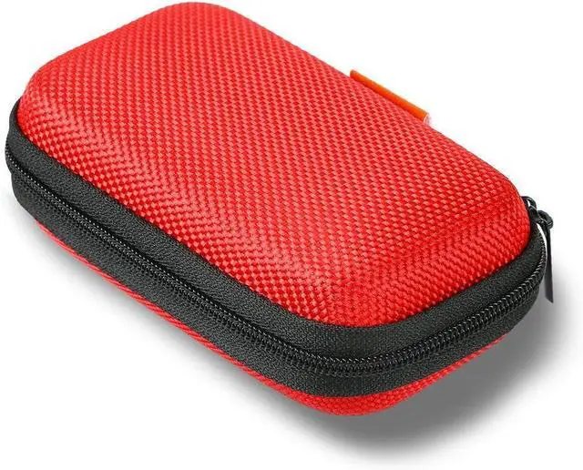 Main image of Red Rectangle Small EVA Case, Lightweight Hard Shell Zipper Pouch | Universal Protection Bag for Earbud, Headset, Charger, Airpods, iPod, USB Cable, MP3, Key, Change