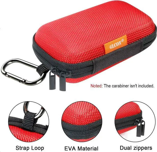 Alt view image 3 of 7 - Red Rectangle Small EVA Case, Lightweight Hard Shell Zipper Pouch | Universal Protection Bag for Earbud, Headset, Charger, Airpods, iPod, USB Cable, MP3, Key, Change