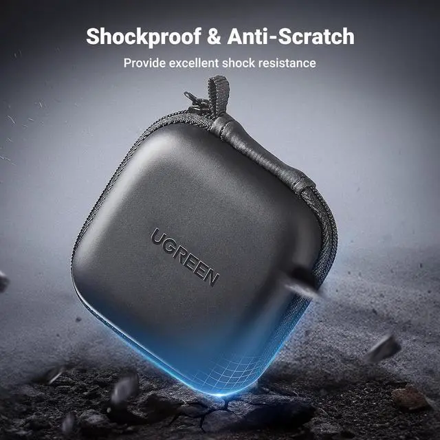Alt view image 4 of 7 - UGREEN Earbud Case, Waterproof Earphone Case Pouch Compatible with AirPods Pro Headphone Case Holder with Stainless Steel Carabiner, for Headphones, Earbuds, SD Memory Card, Camera Chips, Black