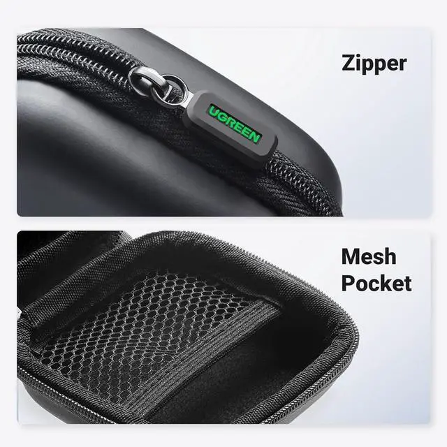 Alt view image 6 of 7 - UGREEN Earbud Case, Waterproof Earphone Case Pouch Compatible with AirPods Pro Headphone Case Holder with Stainless Steel Carabiner, for Headphones, Earbuds, SD Memory Card, Camera Chips, Black