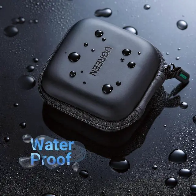 Alt view image 7 of 7 - UGREEN Earbud Case, Waterproof Earphone Case Pouch Compatible with AirPods Pro Headphone Case Holder with Stainless Steel Carabiner, for Headphones, Earbuds, SD Memory Card, Camera Chips, Black