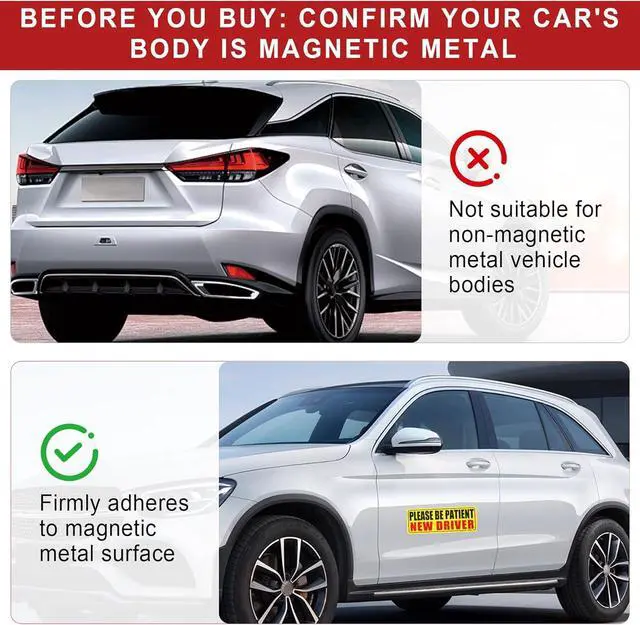 Alt view image 2 of 7 - JUSTTOP New Driver Magnet for Car, Please Be Patient Student Driver, 3Pcs New Driver Magnet Safety Warning Magnetic Reflective Rookie Driver Bumper Sticker,Car Exterior Accessories