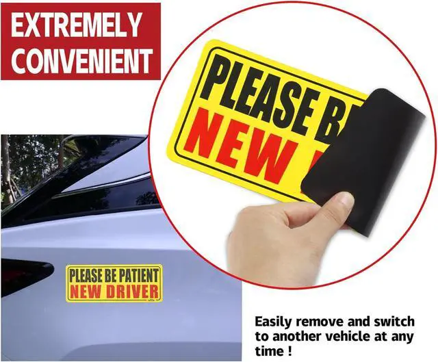 Alt view image 4 of 7 - JUSTTOP New Driver Magnet for Car, Please Be Patient Student Driver, 3Pcs New Driver Magnet Safety Warning Magnetic Reflective Rookie Driver Bumper Sticker,Car Exterior Accessories