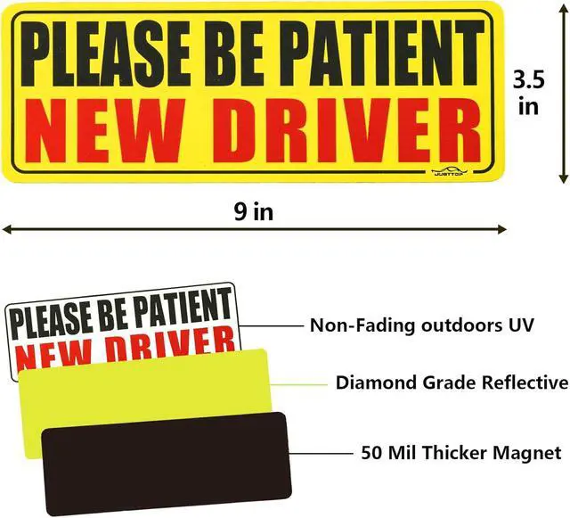 Alt view image 3 of 7 - JUSTTOP New Driver Magnet for Car, Please Be Patient Student Driver, 3Pcs New Driver Magnet Safety Warning Magnetic Reflective Rookie Driver Bumper Sticker,Car Exterior Accessories