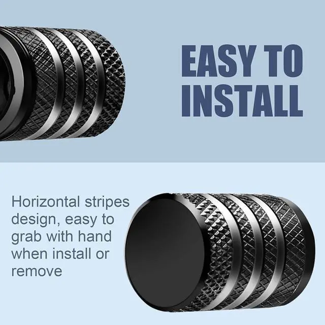 Alt view image 4 of 6 - DECURCAR Tire Valve Stem Caps 12 Pack Corrosion Resistant - Black | Tire Air Caps Aluminum with Plastic Liner TPMS Safe Corrosion Resistant Dust Proof Universal for Car Truck Motorcycle Bike