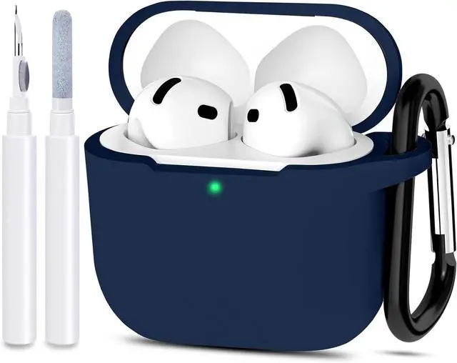 Main image of Compatible with AirPods 4 Case Cover, Protective Silicone Skin Accessories with Keychain for Women Men for Apple AirPods 4th Generation Case(2024), Front LED VisibleMidnight Blue