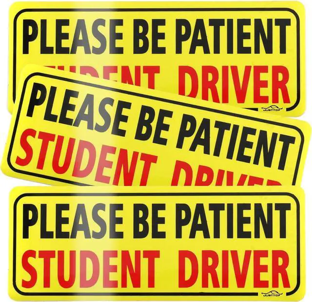Main image of JUSTTOP 3pcs Student Driver Magnet for Car, Please Be Patient Student Driver, New Drivers Sticker Safety Warning, Magnetic Reflective Rookie Driver Bumper Sticker (Black&Red)