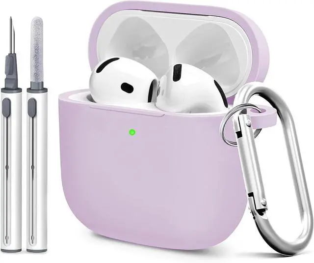 Main image of Silicone Case Cover for AirPods 4th Gen, Soft Skin with Cleaner Kit, Keychain, Full Protection for Men & Women (Lavender)