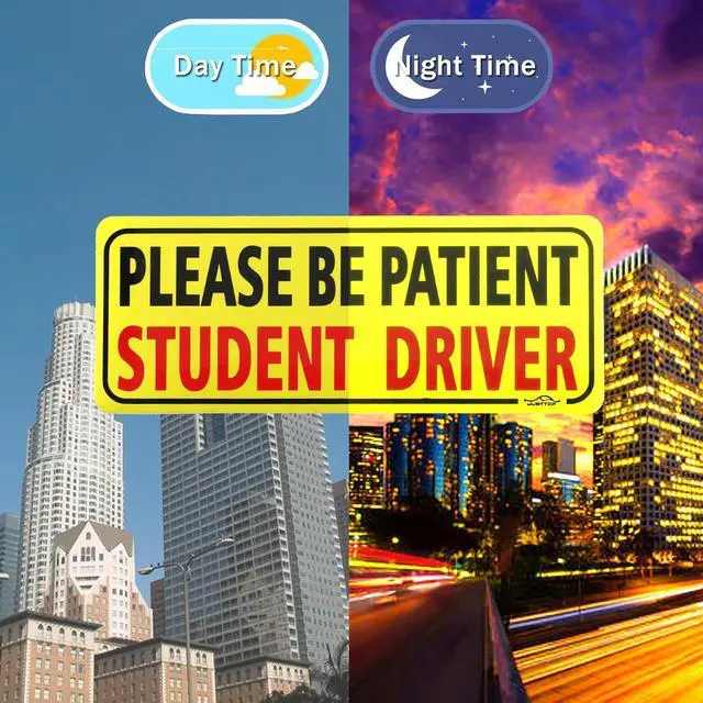 Alt view image 6 of 7 - JUSTTOP 3pcs Student Driver Magnet for Car, Please Be Patient Student Driver, New Drivers Sticker Safety Warning, Magnetic Reflective Rookie Driver Bumper Sticker (Black&Red)