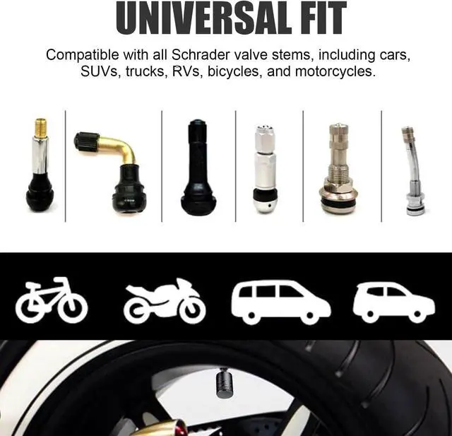 Alt view image 5 of 6 - DESOUL Tire Valve Stem Caps Corrosion Resistant (4 Pack) - Black | Aluminum Air Caps with Plastic Liner | Leak-Proof | Universal Fit for Cars, Trucks, Motorcycles