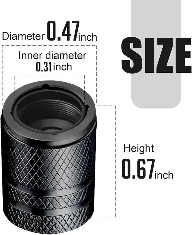 Alt view image 3 of 6 - DESOUL Tire Valve Stem Caps Corrosion Resistant (4 Pack) - Black | Aluminum Air Caps with Plastic Liner | Leak-Proof | Universal Fit for Cars, Trucks, Motorcycles