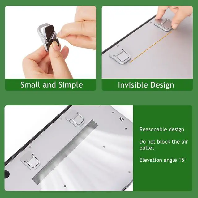Alt view image 4 of 6 - Notebook Stand, Computer Keyboard Bracket Mini Portable Heightened Cooling Stand (Silver)