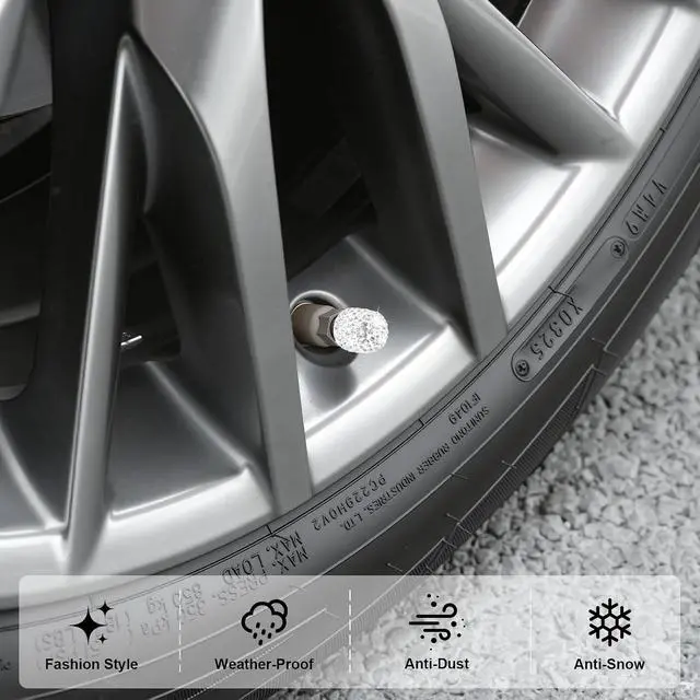Alt view image 5 of 6 - JUSTTOP 4 Pack Handmade Crystal Rhinestone Tire Valve Stem Caps, Wheel Tire Valve, Attractive Dustproof Bling Car Accessories, Universal for Cars, Trucks and Motorcycles-White
