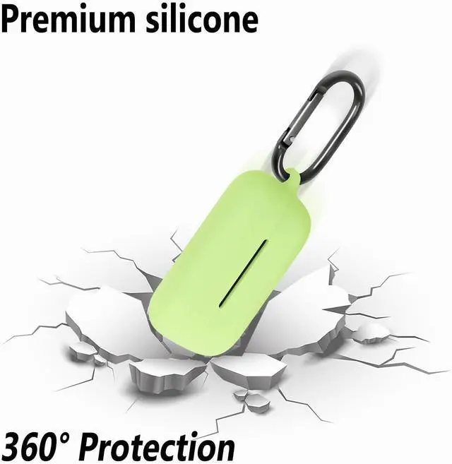Alt view image 4 of 7 - Geiomoo Soft Flexible Silicone Case for Sony WF-C510, Scratch Resistant Protective Cover with Carabiner (Luminous Green)