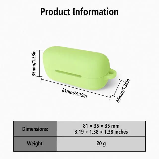 Alt view image 3 of 7 - Geiomoo Soft Flexible Silicone Case for Sony WF-C510, Scratch Resistant Protective Cover with Carabiner (Luminous Green)