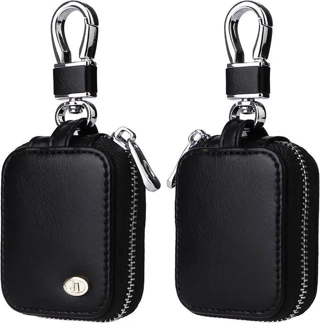Main image of Earbud Case, Headphone Storage Case for AirPods 4/1/2/3/Pro 2-1 PCS Black | PU Leather Zipper Carrying Pouch Earbuds Bag with Keychain for Wireless Earphones, Wired Headphone & USB Cable