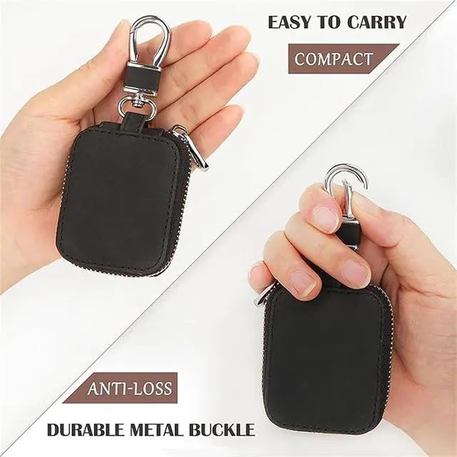 Alt view image 5 of 7 - Earbud Case, Headphone Storage Case for AirPods 4/1/2/3/Pro 2-1 PCS Black | PU Leather Zipper Carrying Pouch Earbuds Bag with Keychain for Wireless Earphones, Wired Headphone & USB Cable